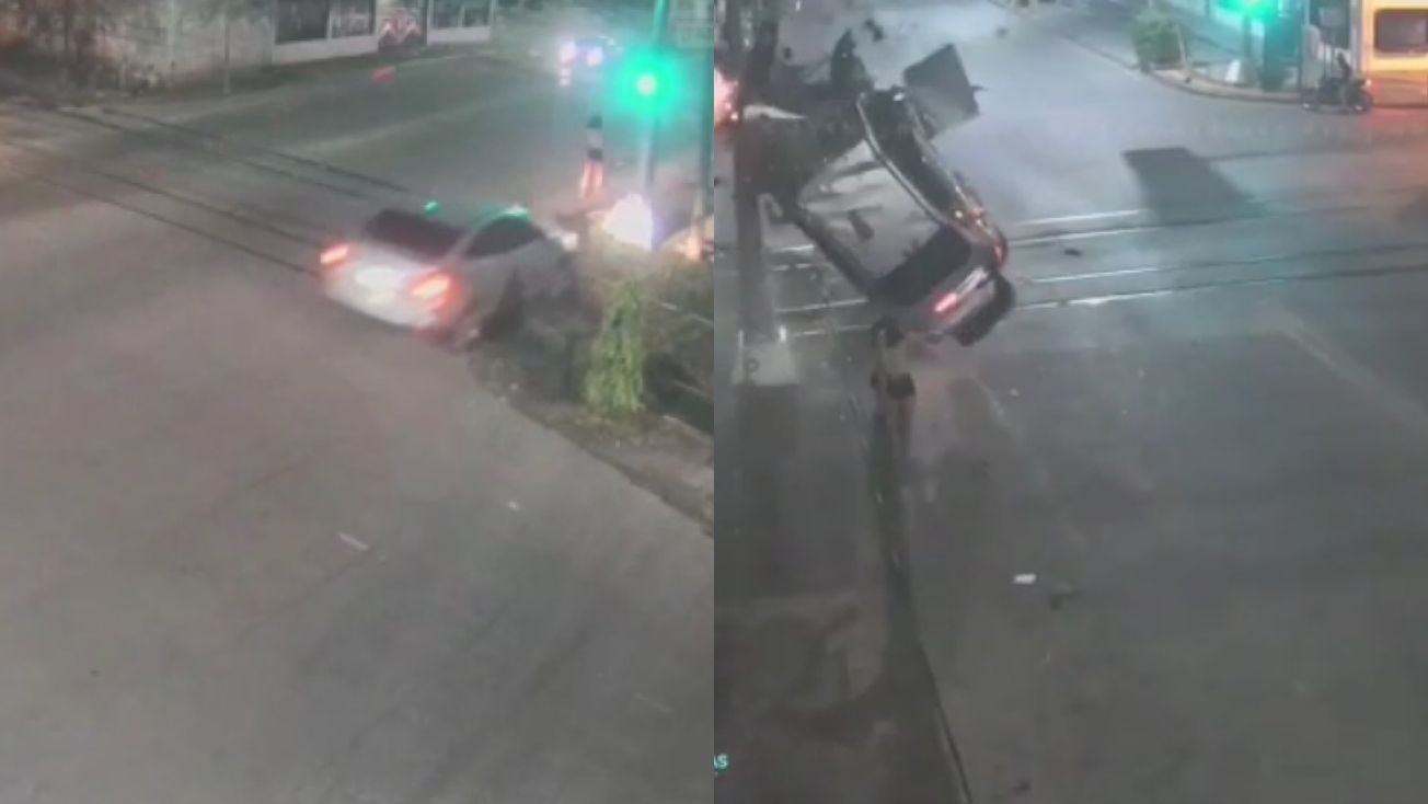 Mujer se salva de milagro tras caerle carro encima en SPS (VIDEO)