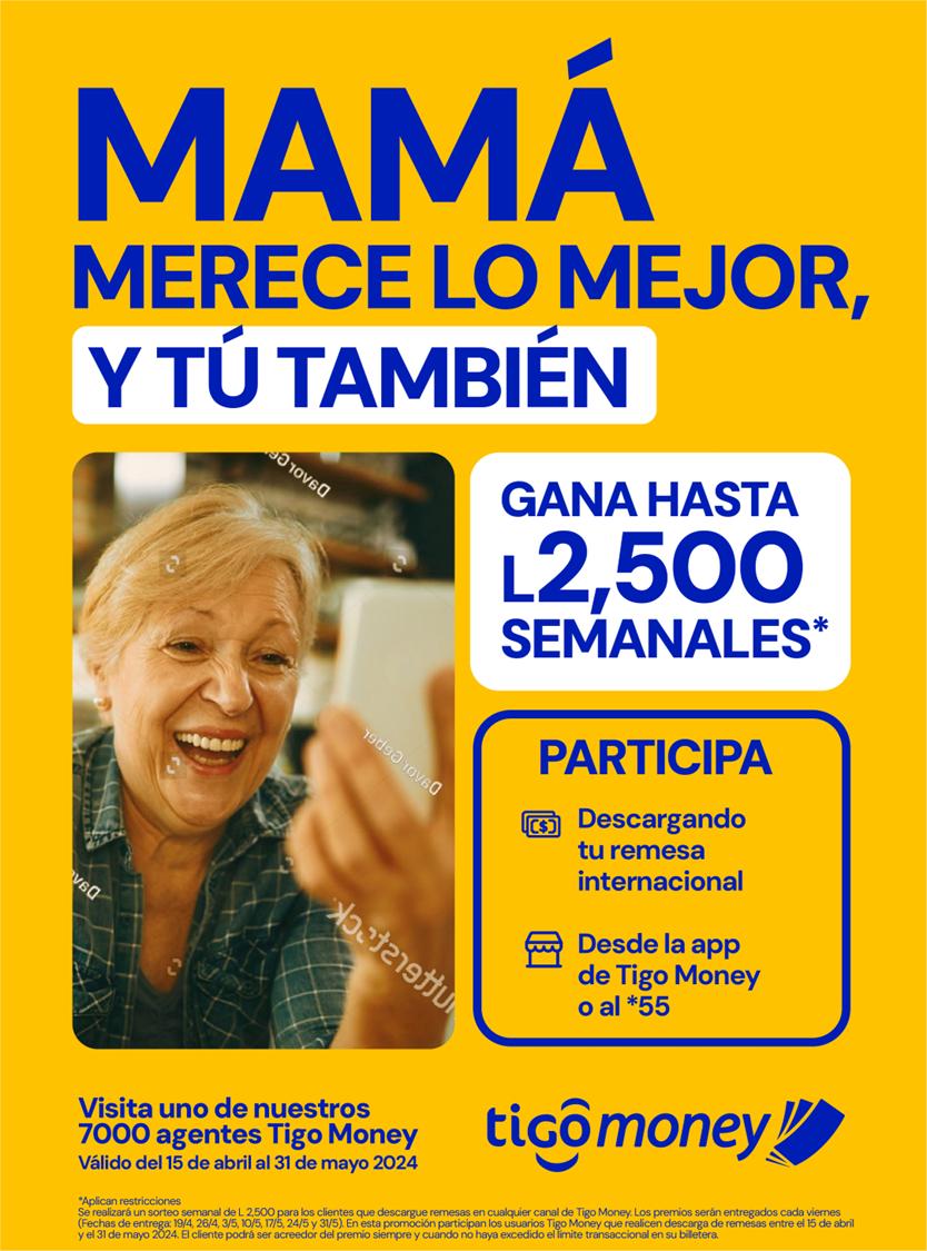 Tigo Money celebra a mamá con premios de hasta L 2,500 en dinero electrónico