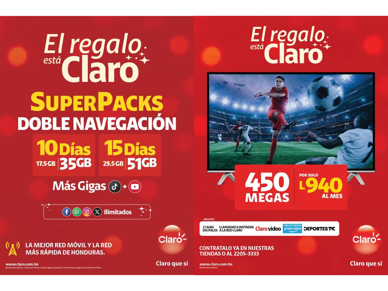 El regalo está Claro con más gigas, más beneficios y la mejor red de Honduras