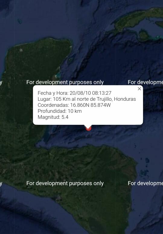 Sismo de 5.4 se registró en el norte de Honduras.
