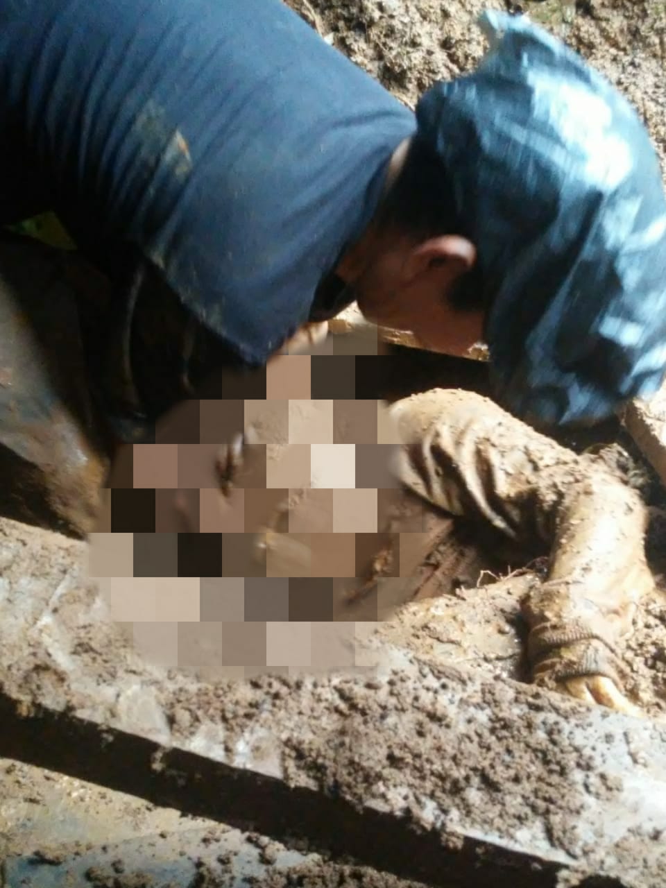 Encuentran a uno de los cuatro soterrados en Gaulala, Santa Bárbara.