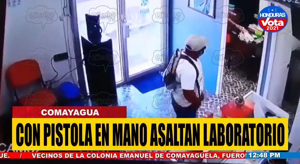 VÍDEO: ¡Con pistola en mano asaltan laboratorio en Comayagua!