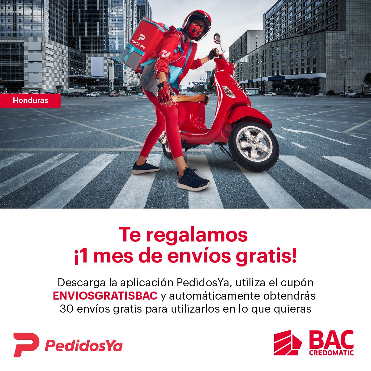 BAC Credomatic y PedidosYa te regalan 30 días de envíos gratis